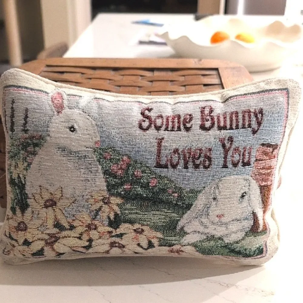 Some Bunny Loves You Decorative Tapestry Accent Pillow